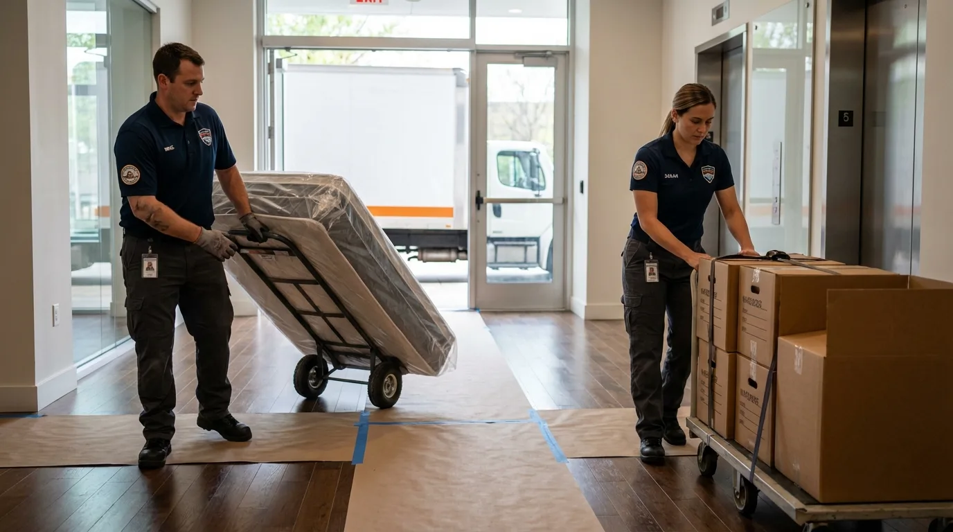 Professional apartment movers loading elevator in Kittitas, WA