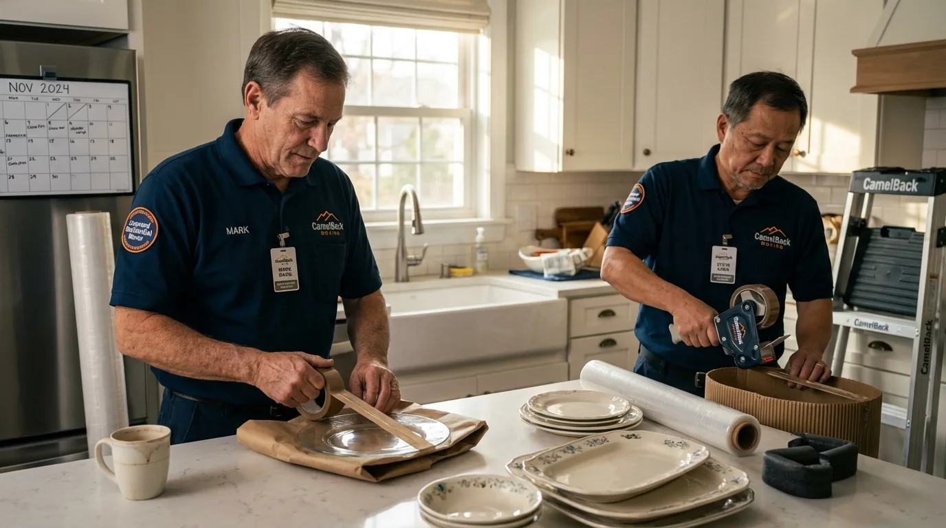 Professional crew packing kitchen dishware in Kittitas, WA